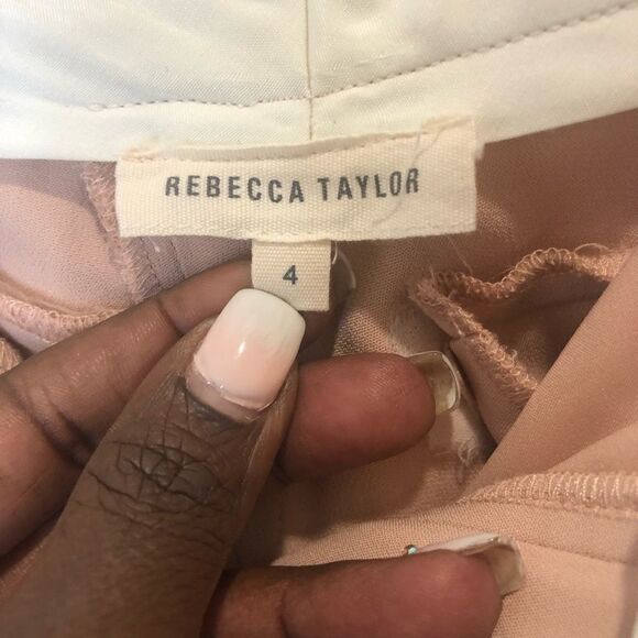 Rebecca Taylor pink midi Bermuda shorts with side lace detail, size 4 - Picture 7 of 13